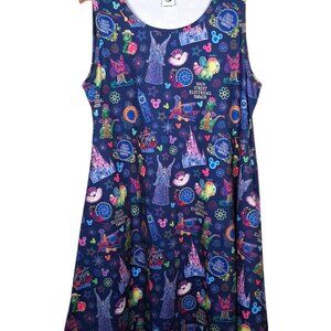 MM Disney Main Street Electrical Parade Dress Large Tank Blue Purple Lights